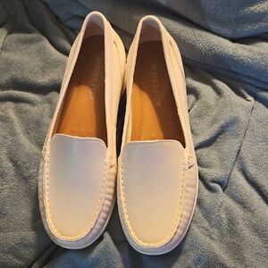 White Leather Loafers for Women